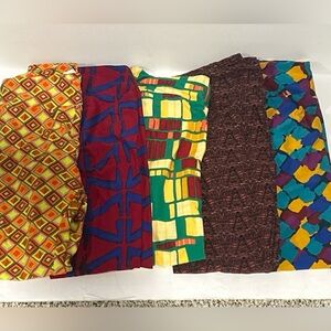 LuLaRoe NWOT Lot of 5 Pairs - Womens ONE SIZE Leggings-GEOMETRIC-Made In Vietnam